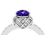 White gold Pear Cut Diamond Solitaire Ring with Shared Prong Pavé Band_4