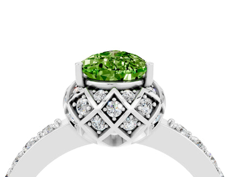White gold Pear Cut Diamond Solitaire Ring with Shared Prong Pavé Band_4