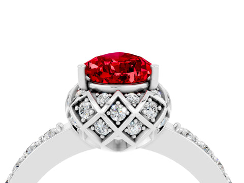 White gold Pear Cut Diamond Solitaire Ring with Shared Prong Pavé Band_4