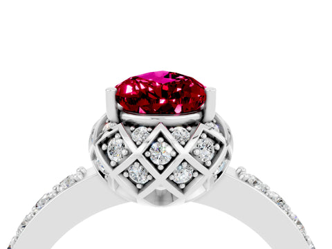 White gold Pear Cut Diamond Solitaire Ring with Shared Prong Pavé Band_4