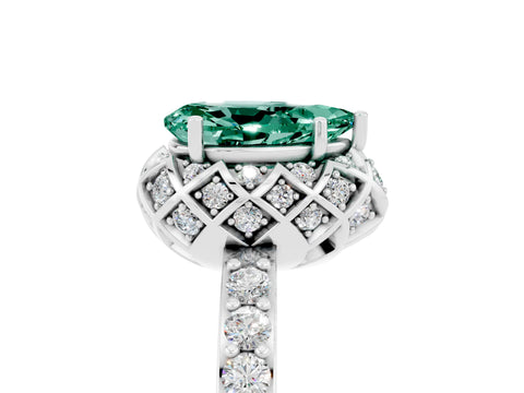 White gold Pear Cut Diamond Solitaire Ring with Shared Prong Pavé Band_5