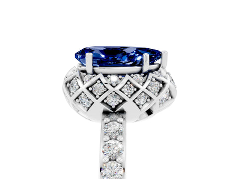 White gold Pear Cut Diamond Solitaire Ring with Shared Prong Pavé Band_5