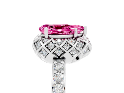 White gold Pear Cut Diamond Solitaire Ring with Shared Prong Pavé Band_5