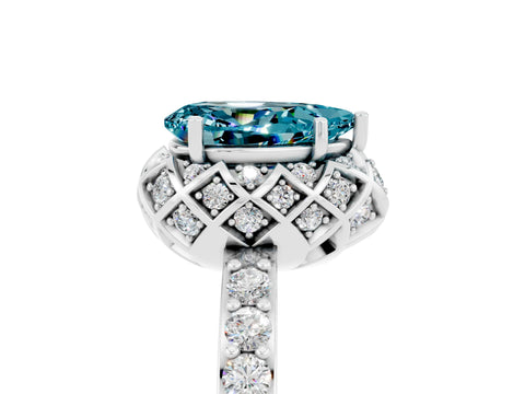 White gold Pear Cut Diamond Solitaire Ring with Shared Prong Pavé Band_5