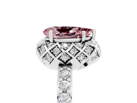 White gold Pear Cut Diamond Solitaire Ring with Shared Prong Pavé Band_5