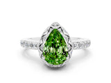 White gold Pear Cut Diamond Solitaire Ring with Shared Prong Pavé Band