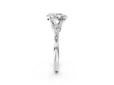 White gold Pear Cut Diamond Solitaire Ring with Side Stones and Four-Prong Setting_59