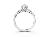 White gold Pear Cut Diamond Solitaire Ring with Side Stones and Four-Prong Setting_60