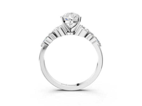 Platinum Pear-Shaped Marquise Side Stone Engagement Ring Setting