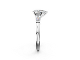 White gold Pear Cut Diamond Solitaire Ring with Tapered Baguette Accents and Six-Prong Setting_91