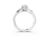 White gold Pear Cut Diamond Solitaire Ring with Tapered Baguette Accents and Six-Prong Setting_92