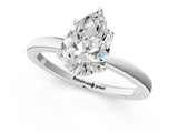 White gold Pear Cut Diamond Solitaire Ring with Thin Band and Prong Setting_13