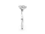 White gold Pear Cut Diamond Solitaire Ring with Thin Band and Prong Setting_14