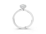 White gold Pear Cut Diamond Solitaire Ring with Thin Band and Prong Setting_15