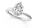 White gold Pear Cut Diamond Solitaire Ring with Thin Band and Prong Setting_37