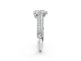 White gold Pear Cut Diamond Solitaire Ring with Three-Row Pavé Band and Four-Prong Setting_47