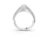 White gold Pear Cut Diamond Solitaire Ring with Three-Row Pavé Band and Four-Prong Setting_48