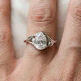 White gold Pear Cut Diamond Solitaire Ring with Twist Band and Four-Prong Setting_112