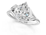 White gold Pear Cut Diamond Solitaire Ring with Twist Band and Four-Prong Setting_94