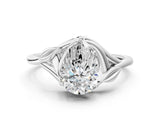 White gold Pear Cut Diamond Solitaire Ring with Twist Band and Four-Prong Setting_96