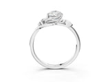 White gold Pear Cut Diamond Solitaire Ring with Twist Band and Four-Prong Setting_96