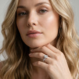 White gold Pear Cut Diamond Solitaire Ring with Twisted Band and Pavé Accents_58