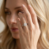 White gold Pear Cut Diamond Solitaire Ring with Twisted Band and Pavé Accents_59