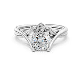 White gold Pear Cut Diamond Solitaire Twist Band Prong Setting Ring_55