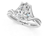 White gold Pear Cut Diamond Solitaire Twist Band Prong Setting Ring_56