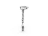 White gold Pear Cut Diamond Solitaire with Pave Band and Four-Prong Setting 2