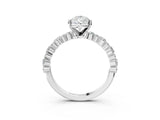 White gold Pear Cut Diamond Solitaire with Side Stones, Pave Band, Four-Prong Setting_511