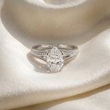 White gold Pear Cut Diamond Split Shank Engagement Ring with Pavé Band_71