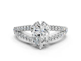 White gold Pear Cut Diamond Split Shank Pavé Engagement Ring with Four-Prong Setting_106