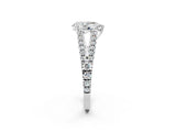 White gold Pear Cut Diamond Split Shank Pavé Engagement Ring with Four-Prong Setting_107