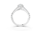 White gold Pear Cut Diamond Split Shank Pavé Engagement Ring with Four-Prong Setting_109