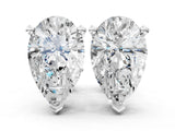 14K White Gold 3.18 Carat D VVS2 Pear Diamond Stud Earrings