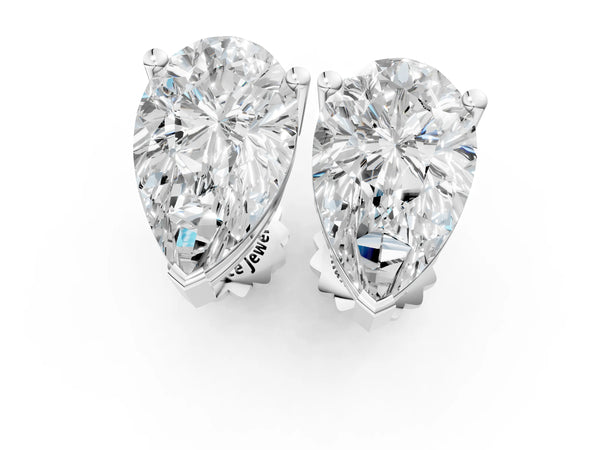 White gold Pear Cut Diamond Stud Earrings