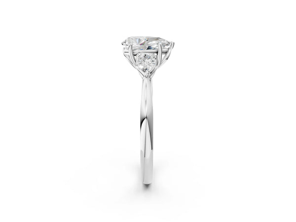 White Gold Pear-Shaped Three Stone Engagement Ring Setting with Pear Side Stones