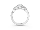 White gold Pear Cut Diamond Three-Stone Ring with Pear Side Stones and Four-Prong Setting_97