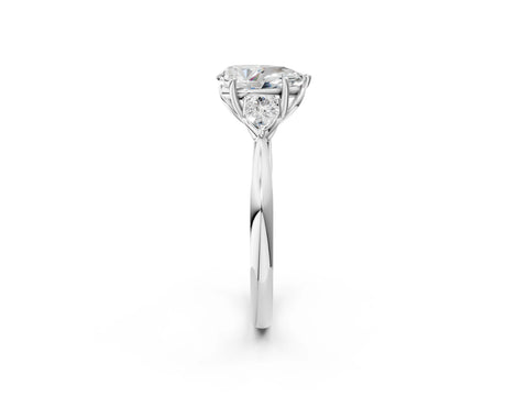 White gold Pear Cut Diamond Three-Stone Ring with Pear with Moissanite side stone Side Stones and Prong Setting_38