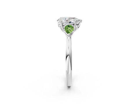 White gold Pear Cut Diamond Three-Stone Ring with Pear with Peridot side stone Side Stones and Prong Setting_38