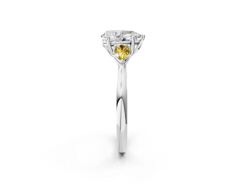 White gold Pear Cut Diamond Three-Stone Ring with Pear with Yellow Sapphire side stone Side Stones and Prong Setting_38