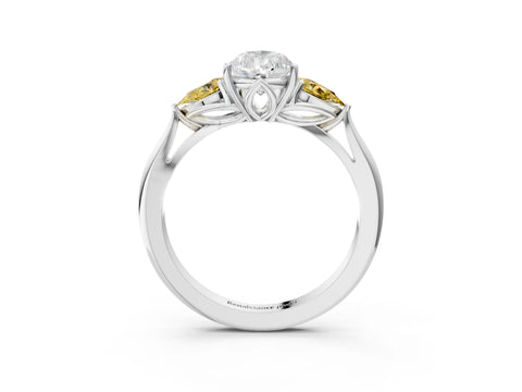 White gold Pear Cut Diamond Three-Stone Ring with Pear with Yellow Sapphire side stone Side Stones and Prong Setting_39