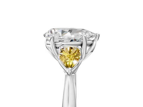 White gold Pear Cut Diamond Three-Stone Ring with Pear with Yellow Sapphire side stone Side Stones and Prong Setting_41