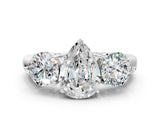White gold Pear Cut Diamond Three-Stone Ring with Prong Setting and Classic Band_109