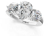White gold Pear Cut Diamond Three-Stone Ring with Prong Setting and Classic Band_110