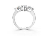 White gold Pear Cut Diamond Three-Stone Ring with Prong Setting and Classic Band_116