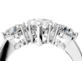White gold Pear Cut Diamond Three-Stone Ring with Prong Setting and Classic Band_117