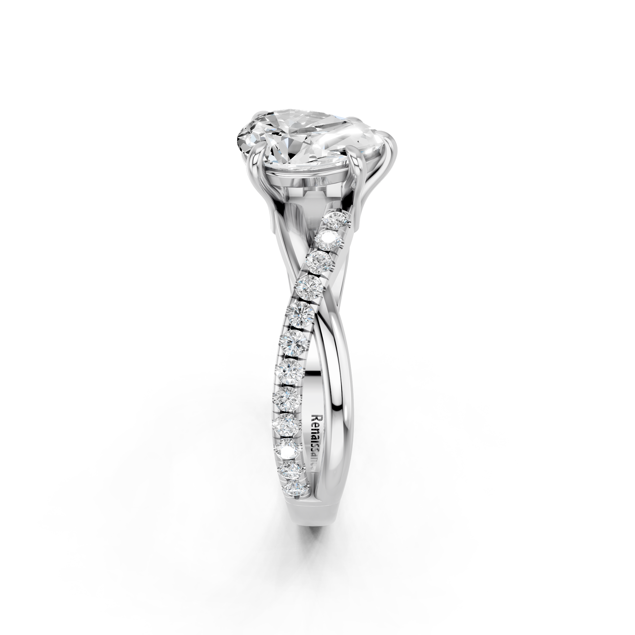 White gold Pear Cut Diamond Twist Band Solitaire with Prong Setting_28