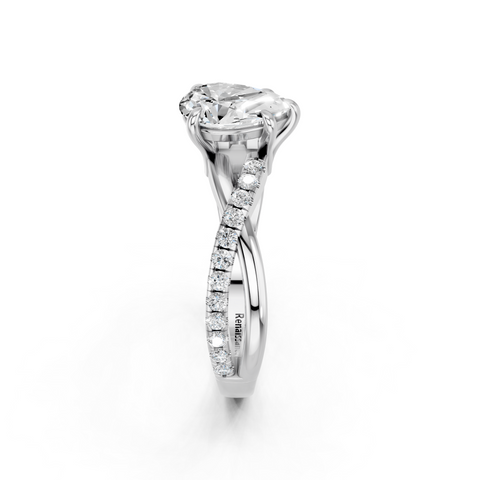 White gold Pear Cut Diamond Twist Band Solitaire with Prong Setting_28